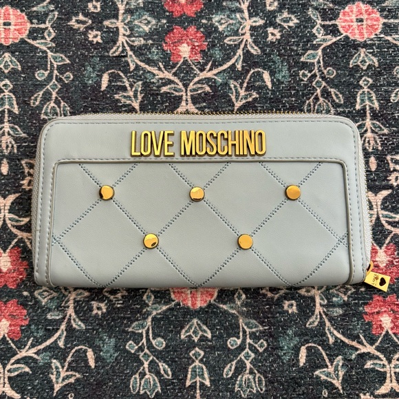 Love Moschino Zip Around Wallet Baby Blue - Picture 1 of 5